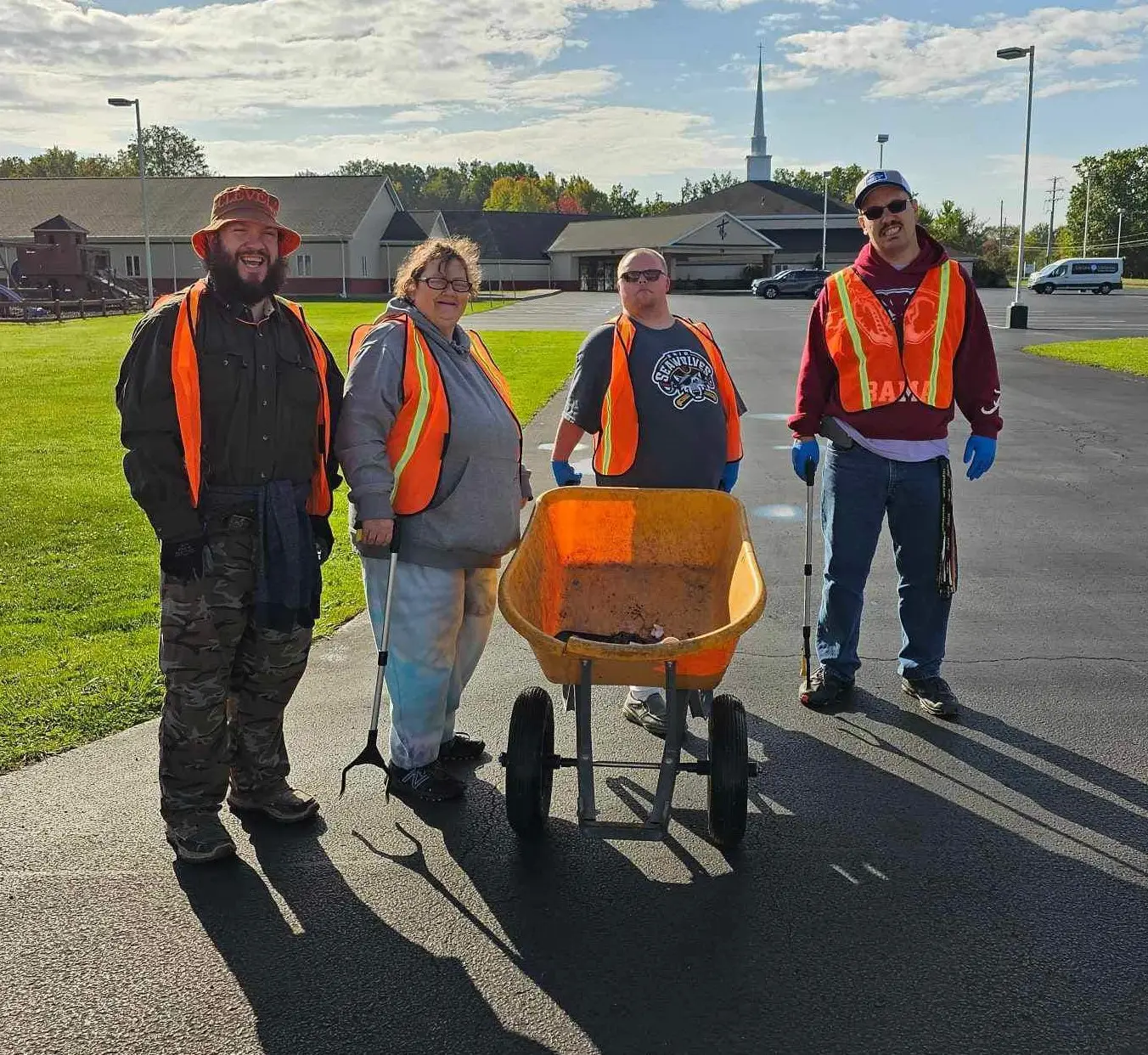 individuals with a wheelbarrow